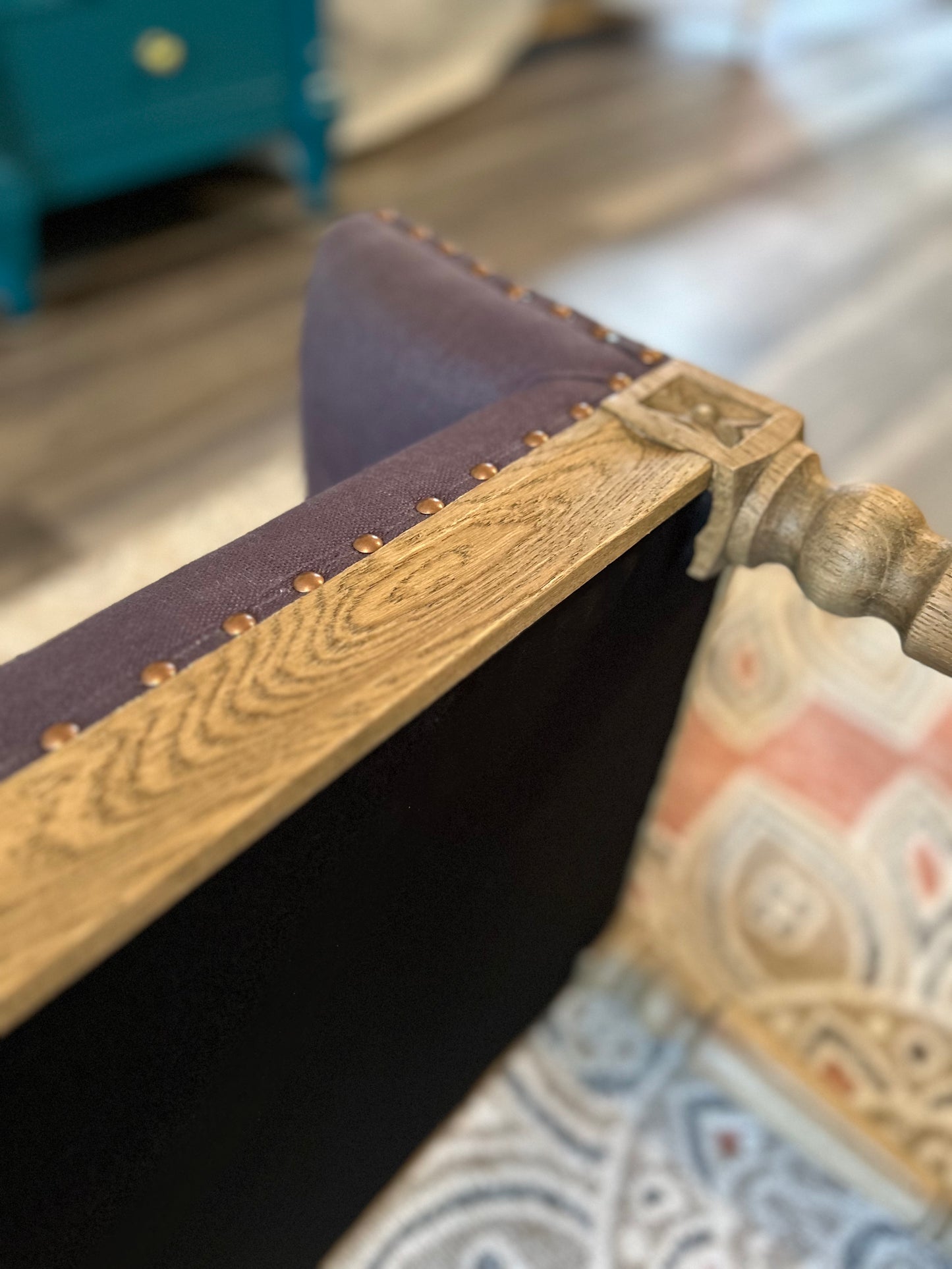 Emily Weathered Oak Linen Bench