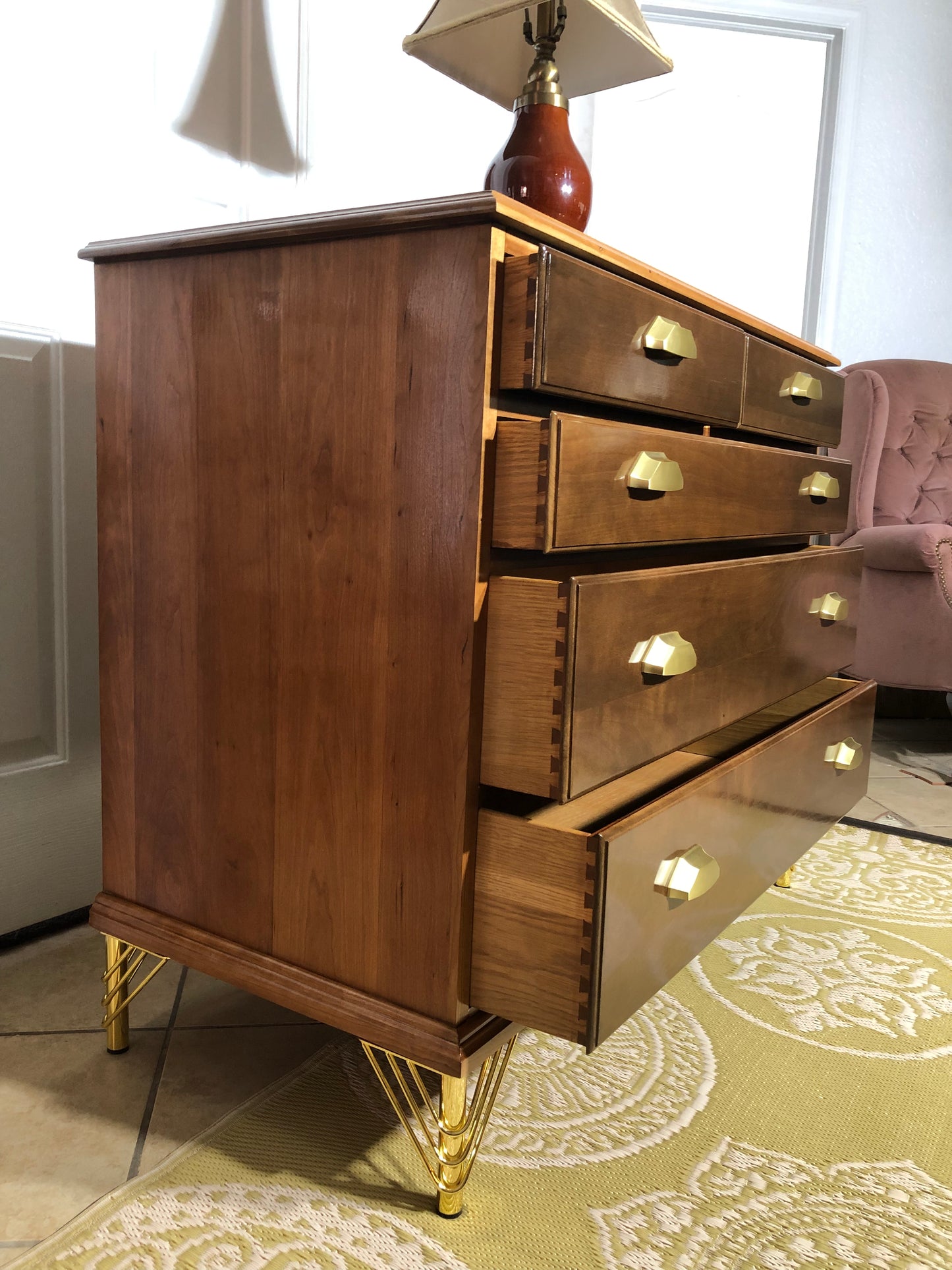 Vintage Virginia Galleries Henkel Harris Solid Wild Black Cherry Wood Chest of Drawers