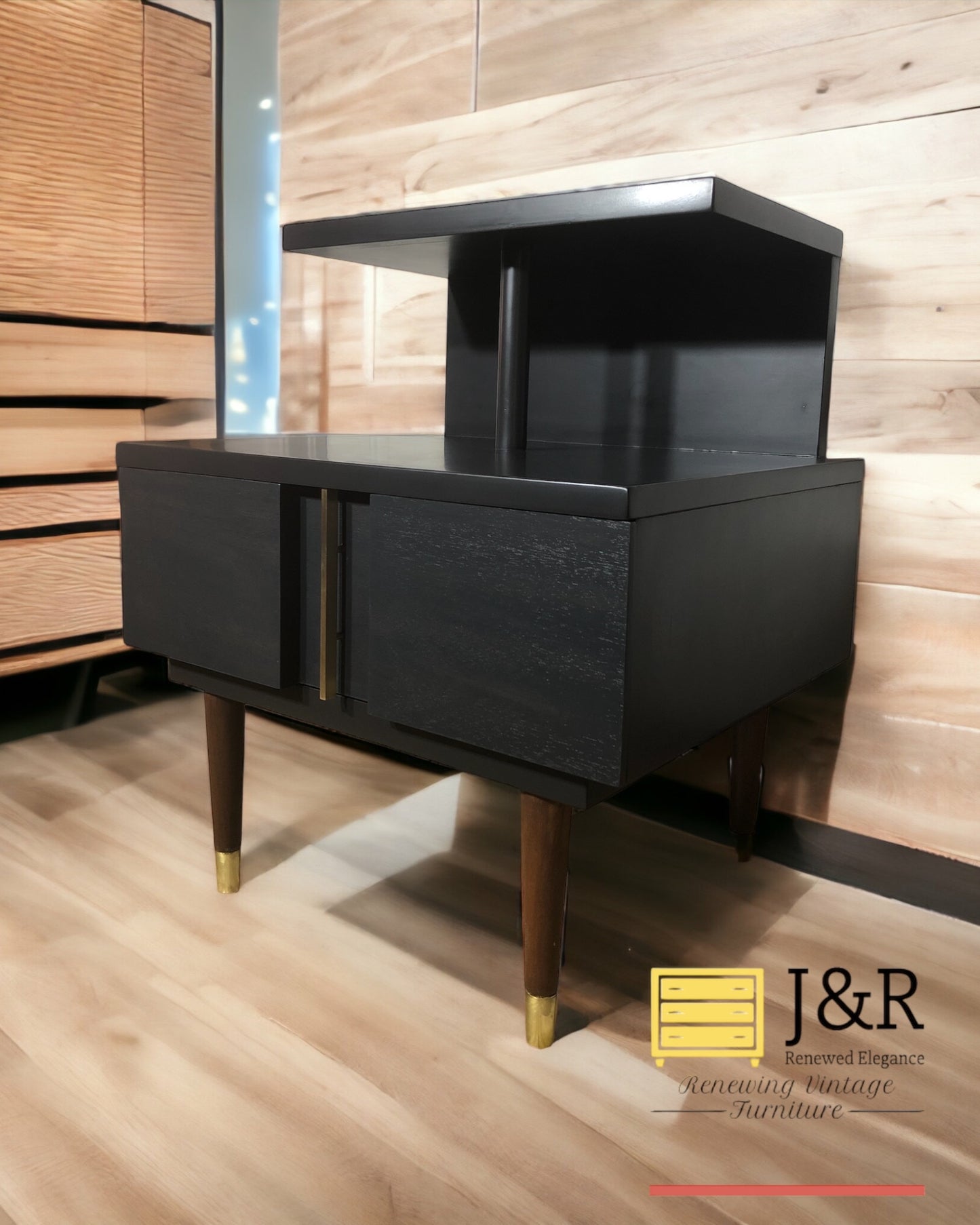 Kent Coffey Futura Side Table Black and Walnut
