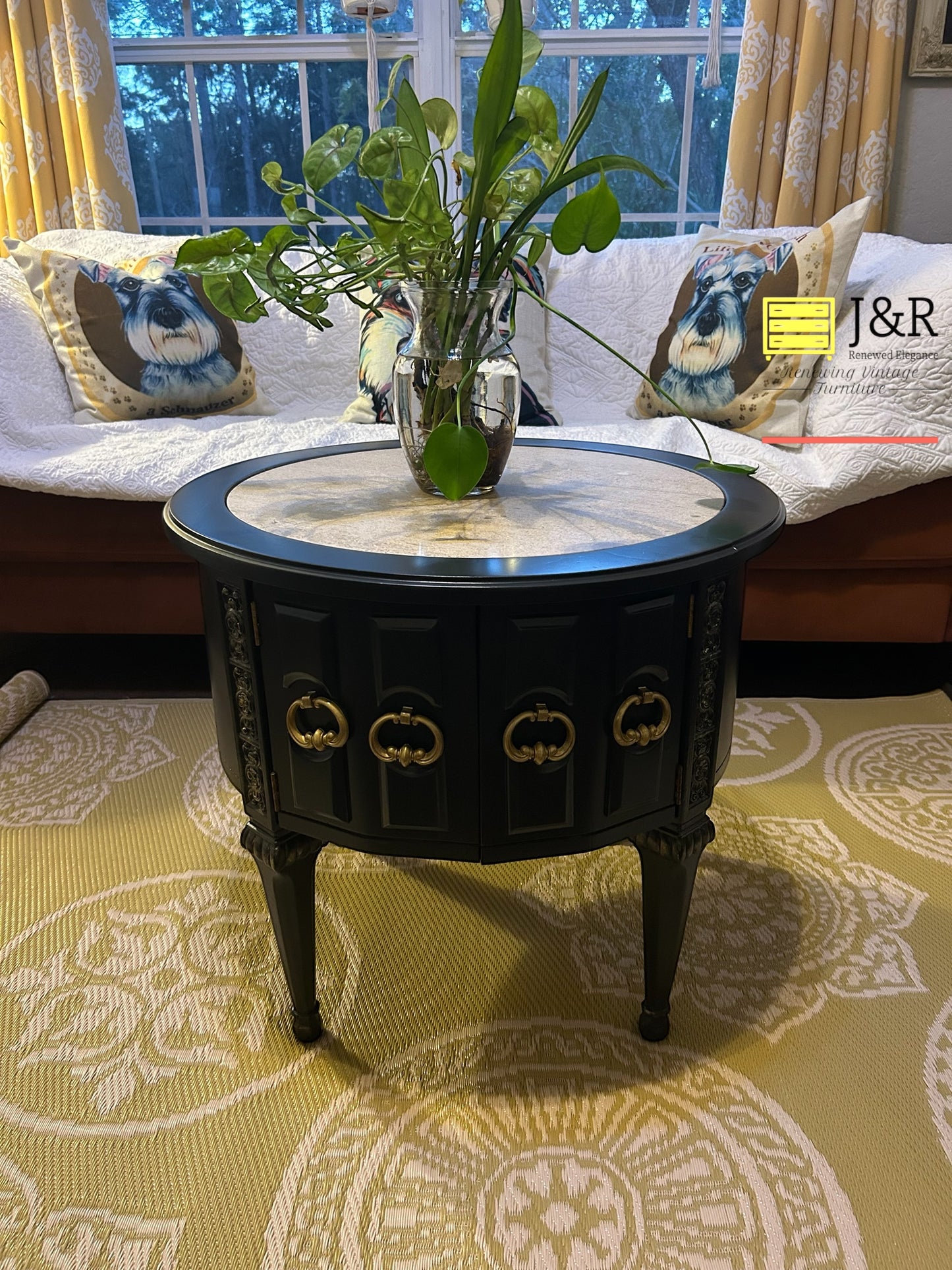 Vintage French Provential P. Reinisch Co. Side Table - Black