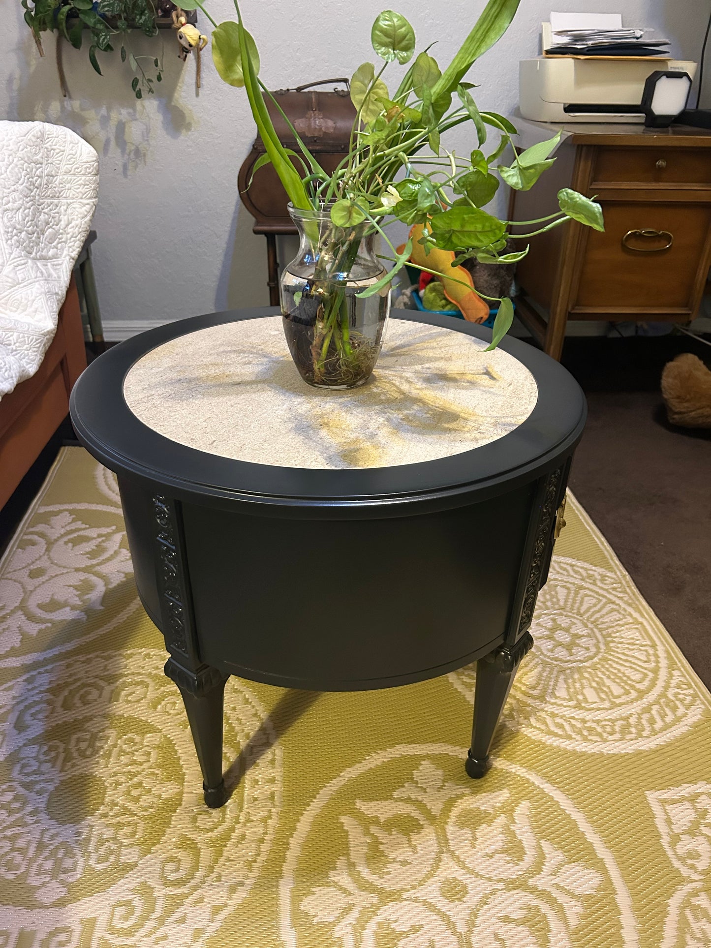 Vintage French Provential P. Reinisch Co. Side Table - Black