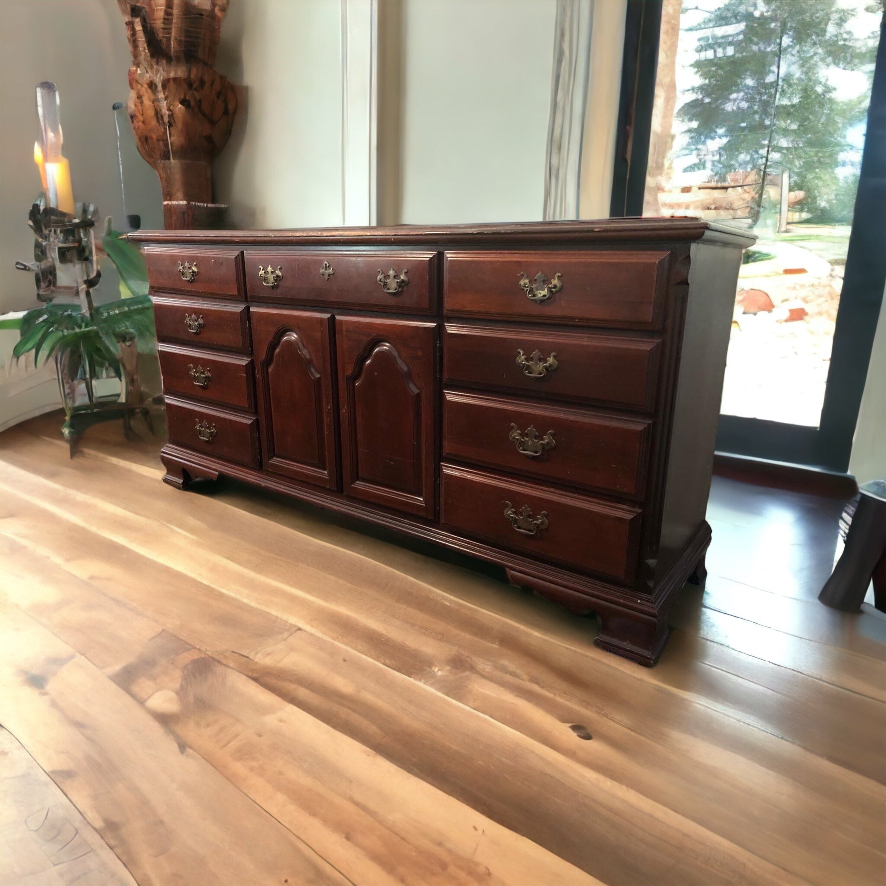 Sumter Solid Cherry Wood Long Dresser