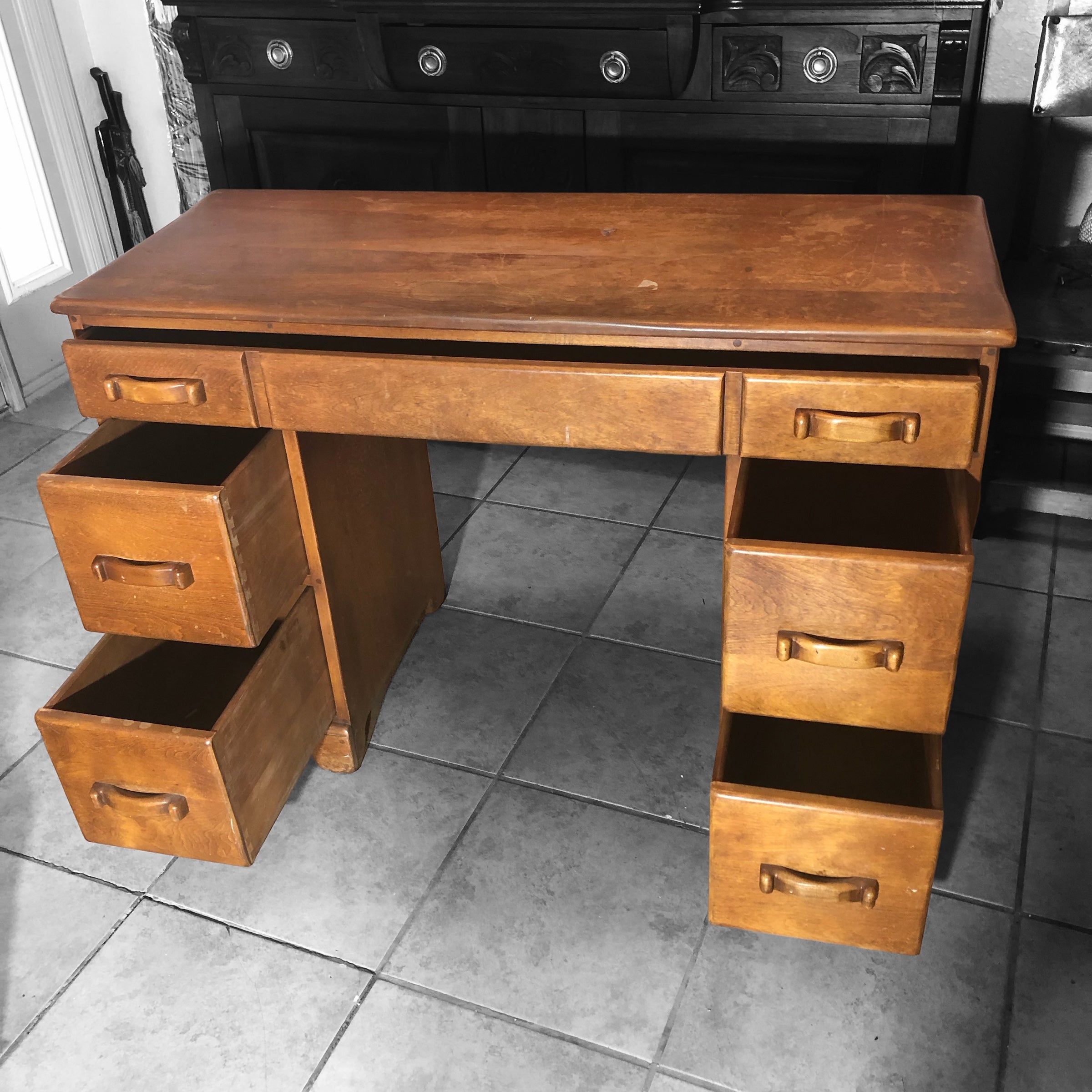 Solid maple store desk